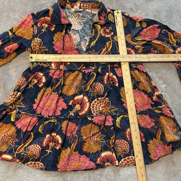 Jaase Bell Hippie Sleeve Pink Blue Floral‎ Boho Hippie Top/Blouse Size Medium - Picture 7 of 10